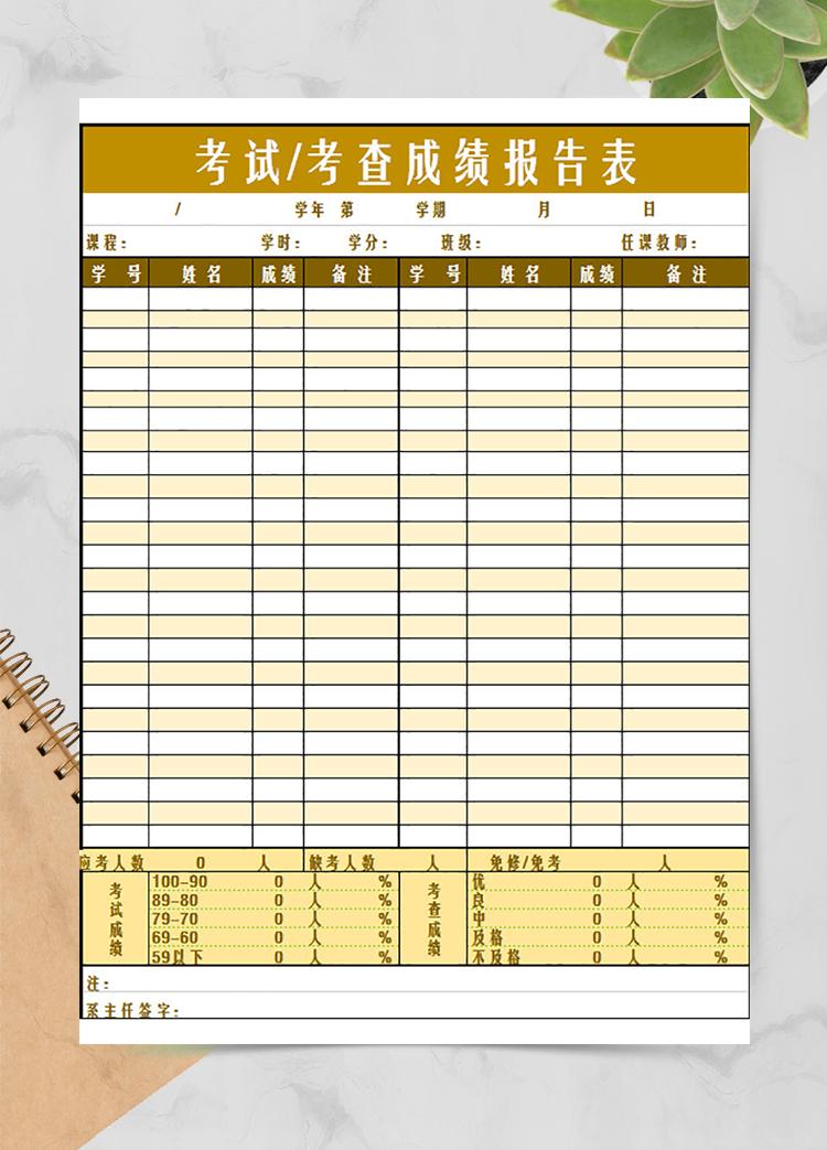考试考查成绩报告表