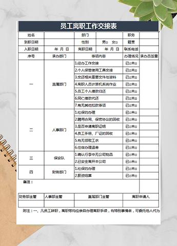 工作交接表格 员工辞职交接表 离职工作交接单模板 我拉网