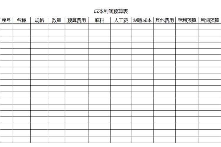 简单成本利润预算表-1