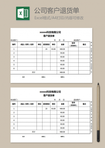 42029274銷售退貨單42733273倉庫退貨單表格模板退貨單以下就