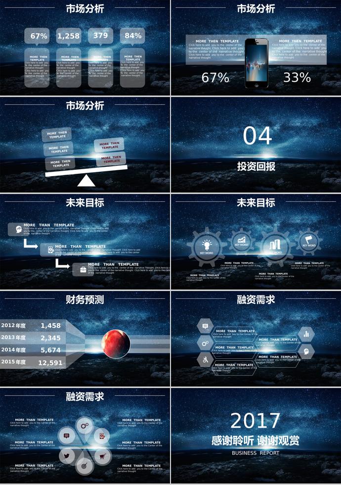 蓝色星空商业投资项目计划书PPT模板-2