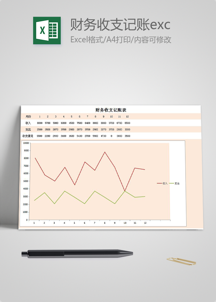 财务收支记账excel表格