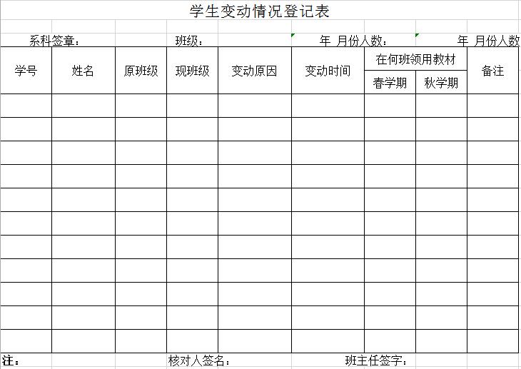 学生变动情况登记表