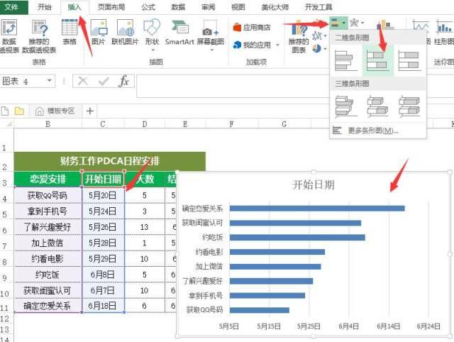 如何用Excel制作恋爱大攻略项目管理甘特图（2）