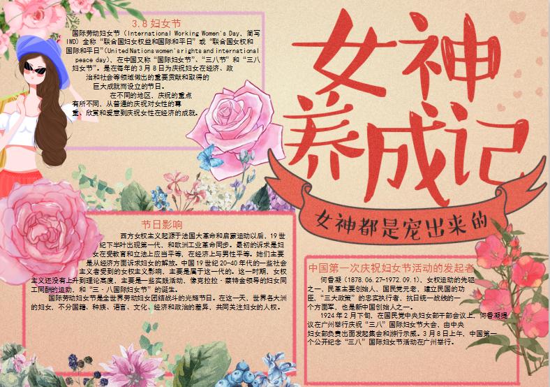 手绘38妇女节女王节手抄报Word模板