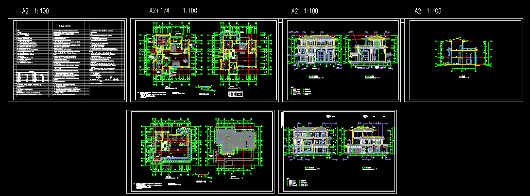 奢华别墅建筑设计施工图全套CAD