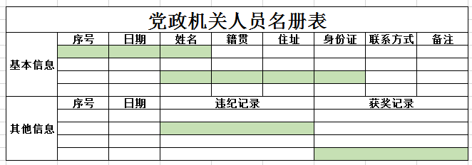 党政机关人员名册表4excel模板