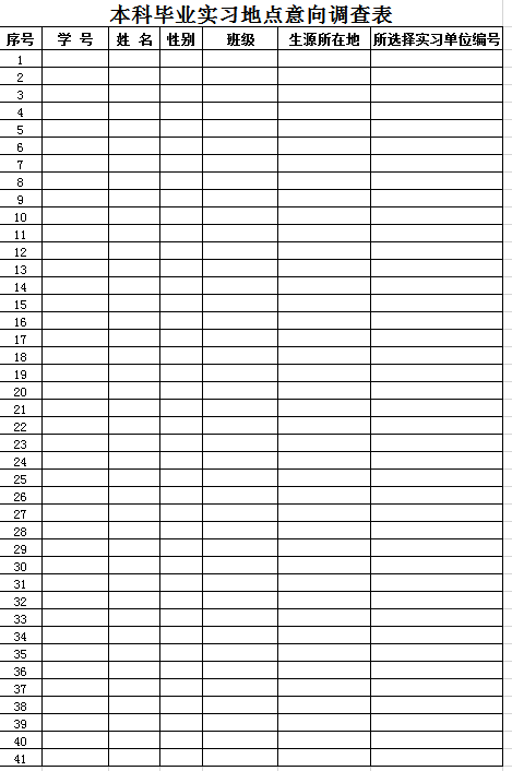 本科毕业实习调查表excel模板
