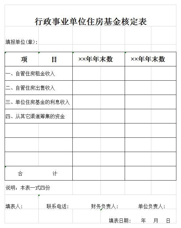 住房基金核定表excel模板