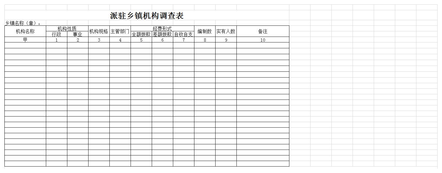 派驻乡镇机构调查表excel模板