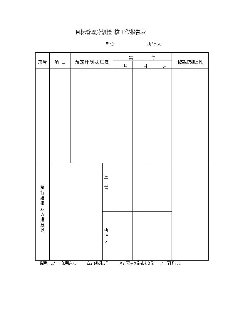 目标管理分级检 核工作报告表word模板