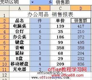 Excel如何分割固定和变动区域（3）