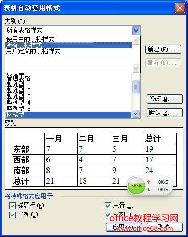 word表格如何自动套用格式