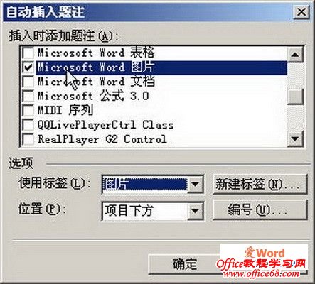 如何在word2003中为图片、图表等对象添加题注的方法（3）