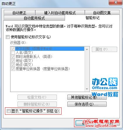 教你如何隐藏Word2003中的智能标记选项（6）