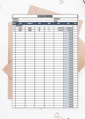 成本預算表excel模板下載-成本預算表excel表格製作-我拉網